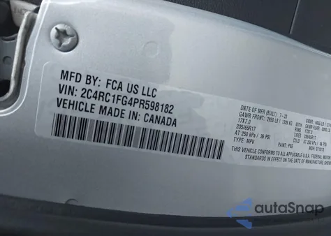 2023 Chrysler Pacifica Touring from USA, damaged, VIN 2C4RC1FG4PR598182